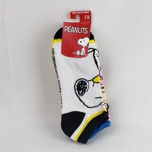 Peanuts Ankle Sock 5 Pk Snoopy Charlie Brown Lucy